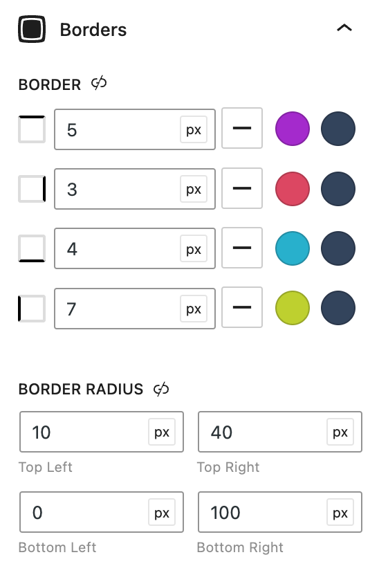 GenerateBlocks Borders Options 中文文档:边框和圆角控制